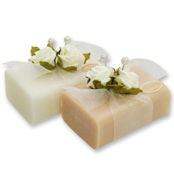 Sheep milk soap 100g, decorated with a rose, Classic/quince 