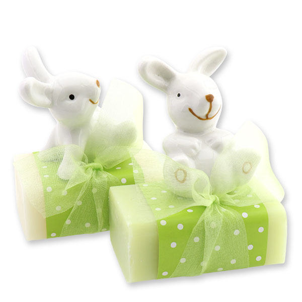 Sheep milk soap 100g, decorated with a rabbit, Classic/meadow flower 