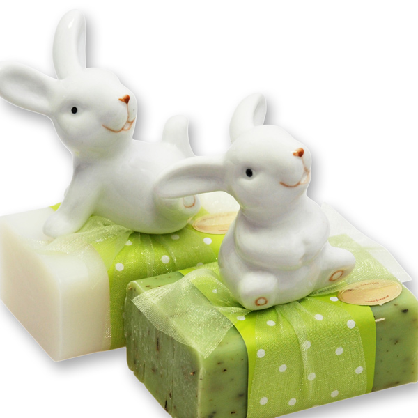 Sheep milk soap 100g decorated with a rabbit, Classic/verbena 