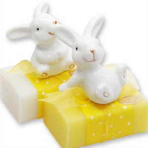 Sheep milk soap 100g, decorated with a rabbit, Classic/cowslip 