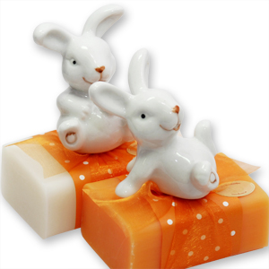 Sheep milk soap 100g decorated with a rabbit, Classic/orange 