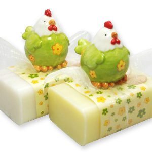 Sheep milk soap 100g, decorated with a hen, Classic/cowslip 