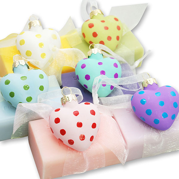 Sheep milk soap 100g, decorated with a heart, sorted 