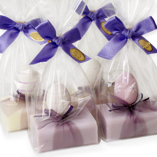Sheep milk soap 100g decorated with an easter egg in a cellophane, Classic/lilac 