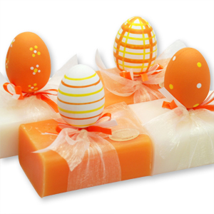 Schafmilchseife eckig 100g dekoriert mit Osterei, Classic/Orange 