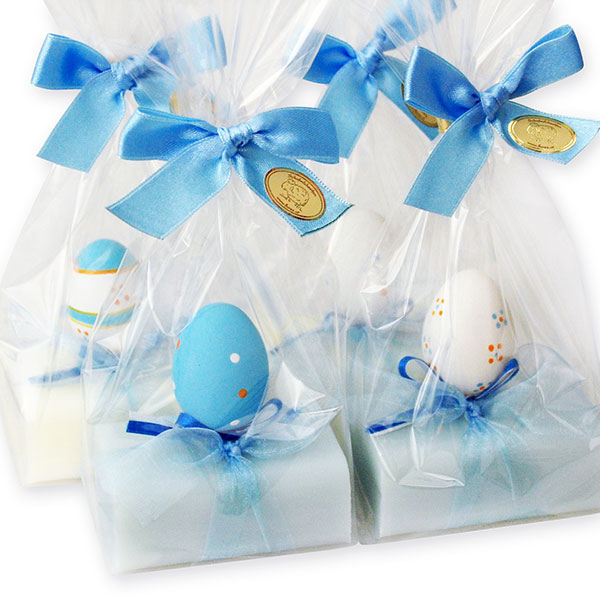 Sheep milk soap 100g decorated with an easter egg in a cellophane, Classic/forget-me-not 