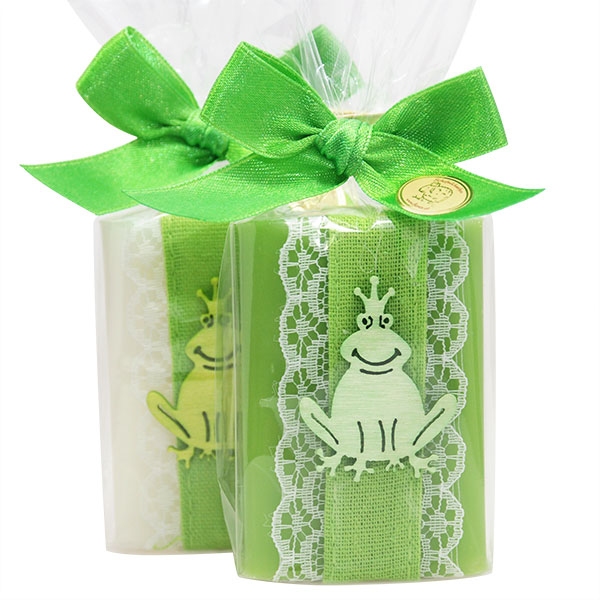 Sheep milk soap 100g, decorated with frog in a cellophane, Classic/lime 