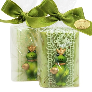 Sheep milk soap 100g, decorated with a frog prince in a cellophane, Classic/verbena 