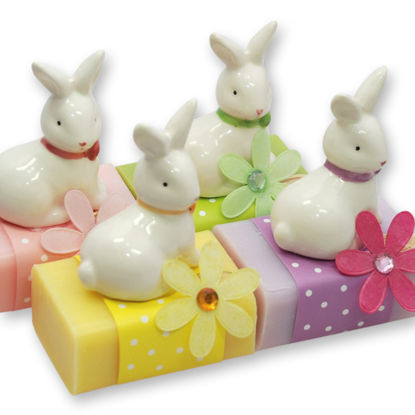 Sheep milk soap 100g, decorated with a rabbit, sorted 