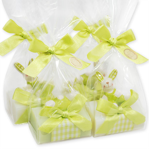 Sheep milk soap 100g decorated with a rabbit in a cellophane, Classic/meadow flower 