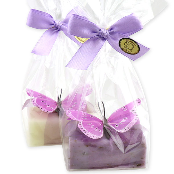 Sheep milk soap 100g, decorated with a butterfly in a cellophane, Classic/lavender 