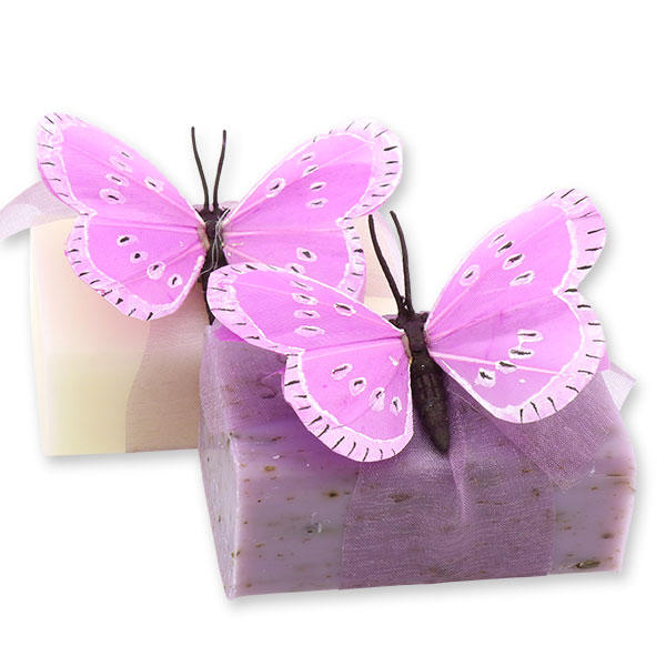 Sheep milk soap 100g, decorated with a butterfly, Classic/lavender 