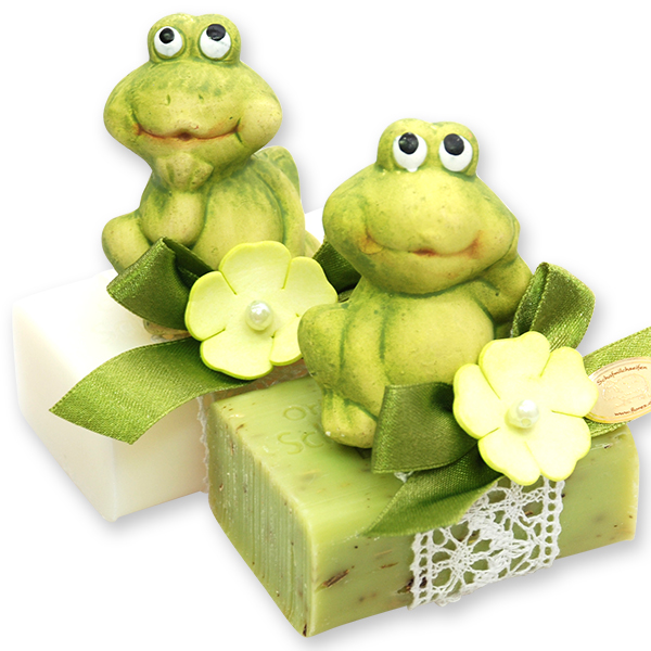 Sheep milk soap 100g, decorated with a frog, Classic/verbena 