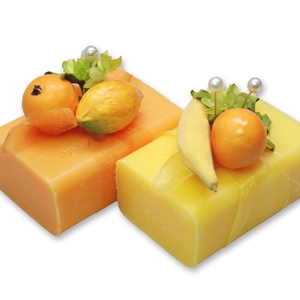 Sheep milk soap 100g, decorated with fruits, Lemon/orange 
