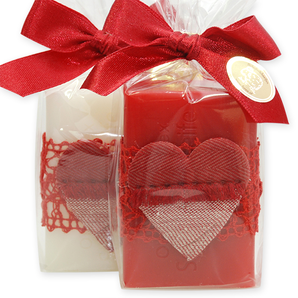 Sheep milk soap 100g, decorated with a heart in a cellophane, Classic/rose 