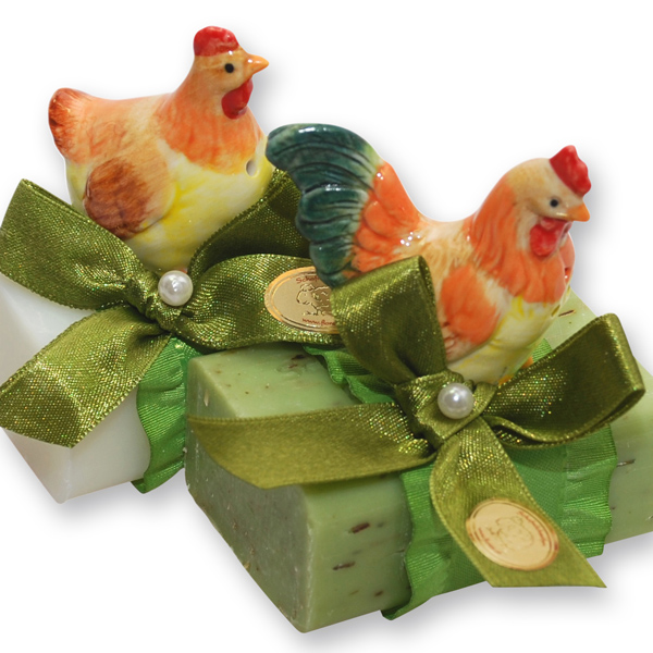 Sheep milk soap 100g decorated with a rooster, Classic/verbena 
