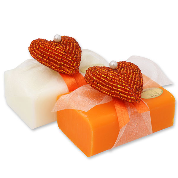 Sheep milk soap 100g, decorated with a heart, Classic/freesia 