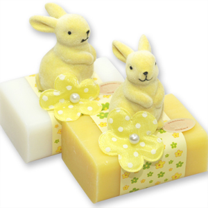 Sheep milk soap 100g, decorated with a velvet rabbit, Classic/grapefruit 