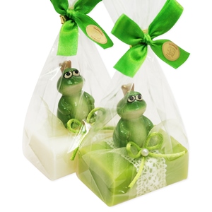 Sheep milk soap 100g, decorated with a frog prince in a cellophane, Classic/pear 