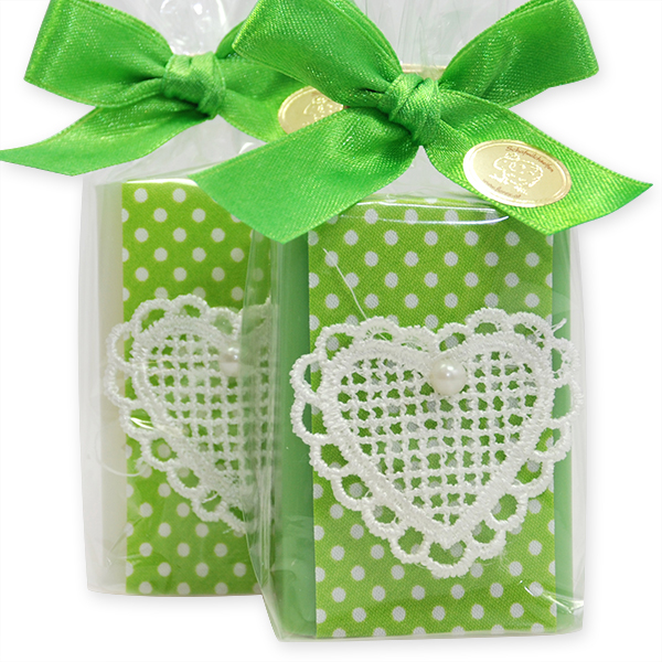Sheep milk soap 100g, decorated with a heart in a cellophane, Classic/apple 