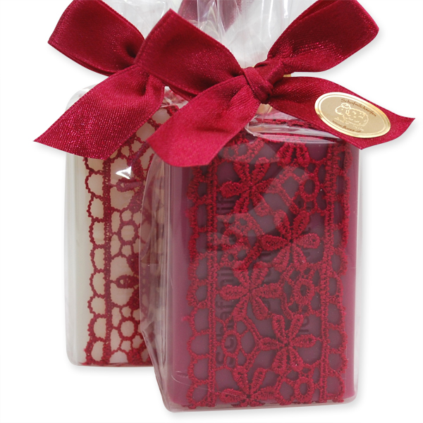 Sheep milk soap 100g, decorated with a flower ribbon in a cellophane, Classic/mallow flower 