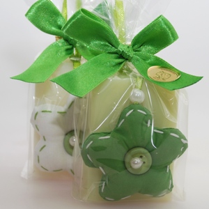 Sheep milk soap 100g, decorated with a fabric flower in a cellophane, Classic/meadow flower 