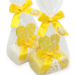 Sheep milk soap 100g, decorated with a heart in a cellophane, Classic/grapefruit 