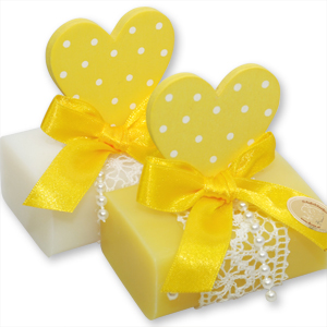 Sheep milk soap 100g, decorated with a heart, Classic/grapefruit 