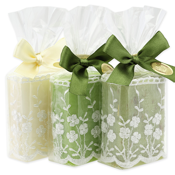 Sheep milk soap 100g, decorated with a ribbon in a cellophane, sorted 