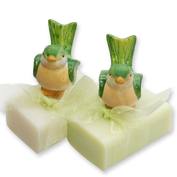 Sheep milk soap 100g, decorated with a bird, Classic/meadow flower 