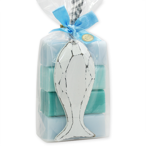 Sheep milk soap 4x100g, decorated with a fish in a cellophane, sorted 