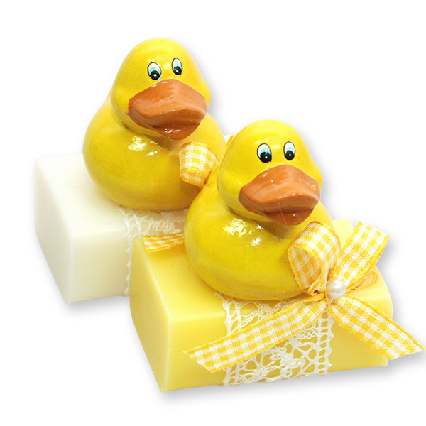 Sheep milk soap 100g, decorated with duck, Classic/grapefruit 