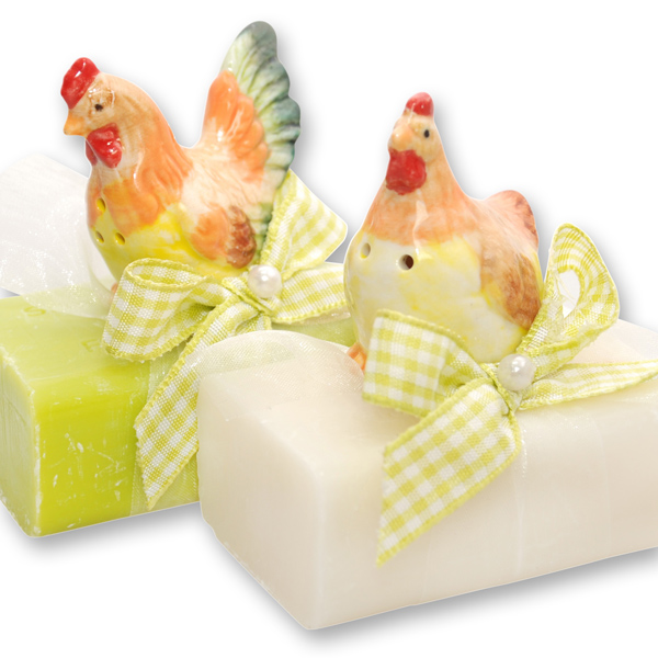 Sheep milk soap 100g, decorated with a rooster, Classic/pear 