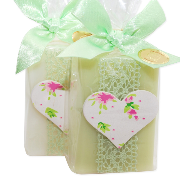 Sheep milk soap 100g, decorated with a heart in a cellophane, Classic/meadow flower 