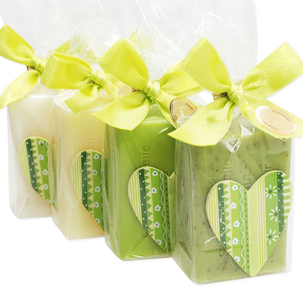 Sheep milk soap 100g, decorated with a heart in a cellophane, sorted 