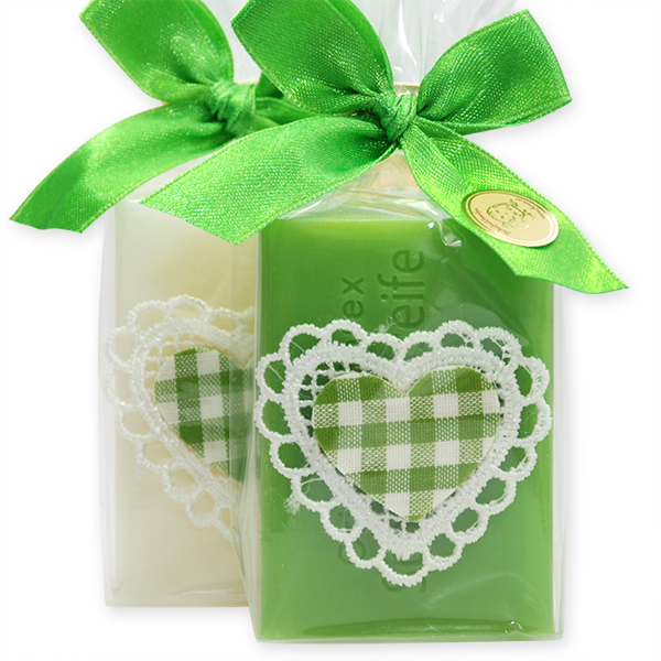 Sheep milk soap 100g, decorated with a heart in a cellophane, Classic/apple 