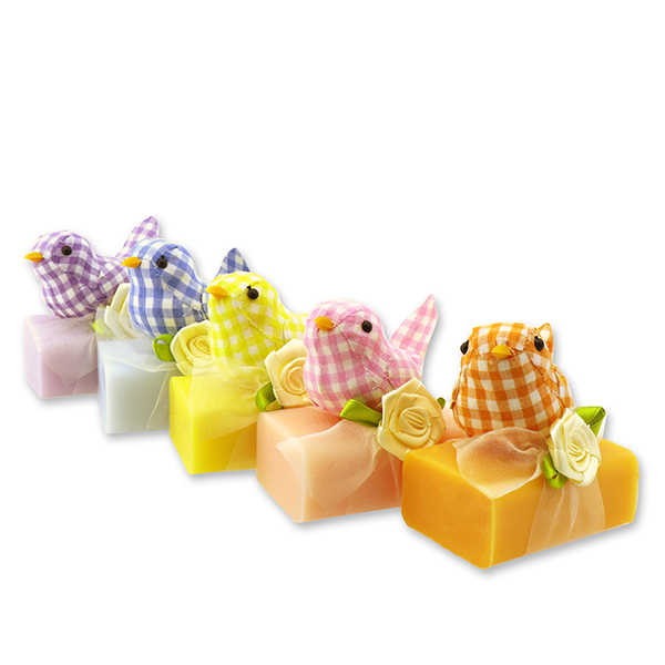 Sheep milk soap 100g decorated with a bird, sorted 