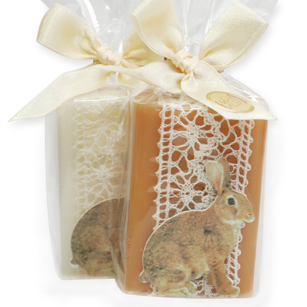 Sheep milk soap 100g, decorated with a rabbit in a cellophane, Classic/quince 