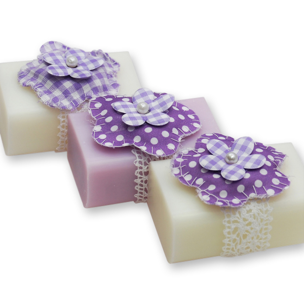 Sheep milk soap 100g, decorated with a flower, Classic/lilac 