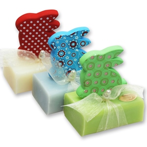 Sheep milk soap 100g, decorated with a rabbit, sorted 