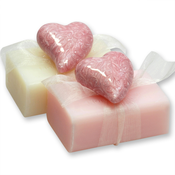 Sheep milk soap 100g, decorated with heart, Classic/jasmine 