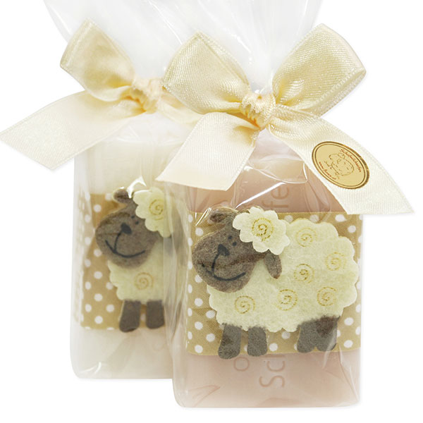 Sheep milk soap 100g, decorated with a sheep in a cellophane, Classic/almond oil 