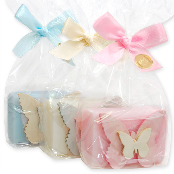 Sheep milk soap 100g, decorated with a butterfly in a cellophane, sorted 