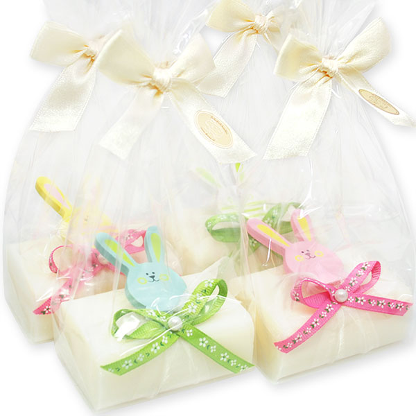 Sheep milk soap 100g decorated with a rabbit in a cellophane, Classic 