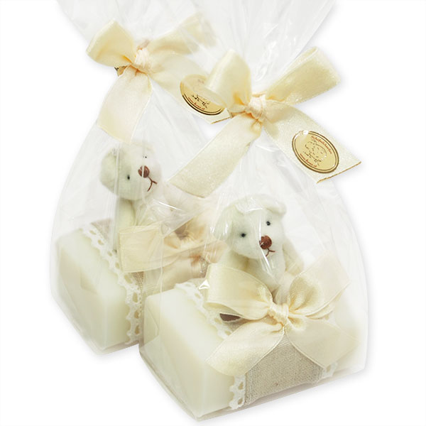 Sheep milk soap 100g, decorated with a teddy in a cellophane, Classic 