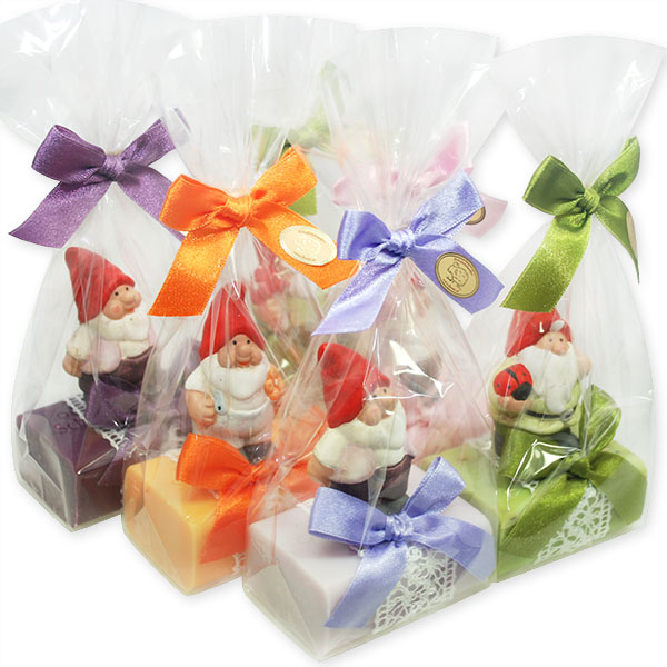 Sheep milk soap 100g, decorated with a gnome in a cellophane, sorted 