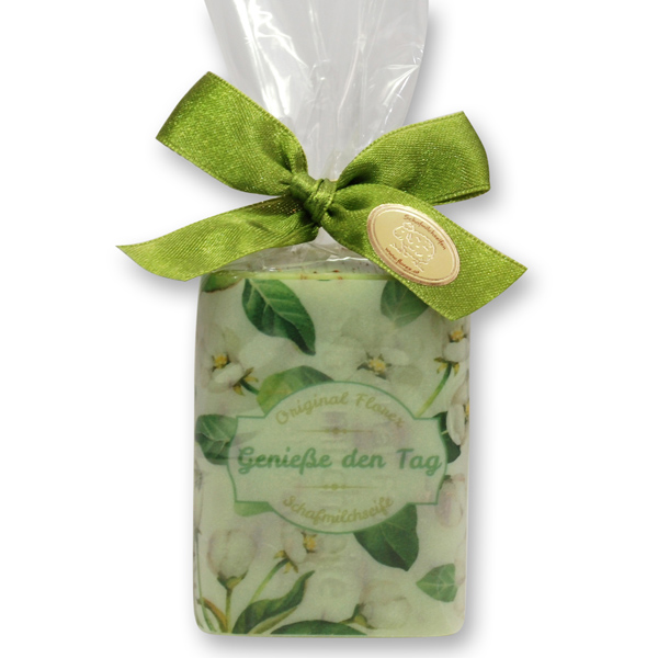 Schafmilchseife eckig 100g in Cello "Genieße den Tag", Eisenkraut 
