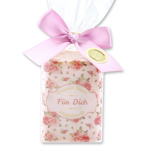 Sheep milk soap 100g in a cellophane bag "Für Dich", Wild rose 