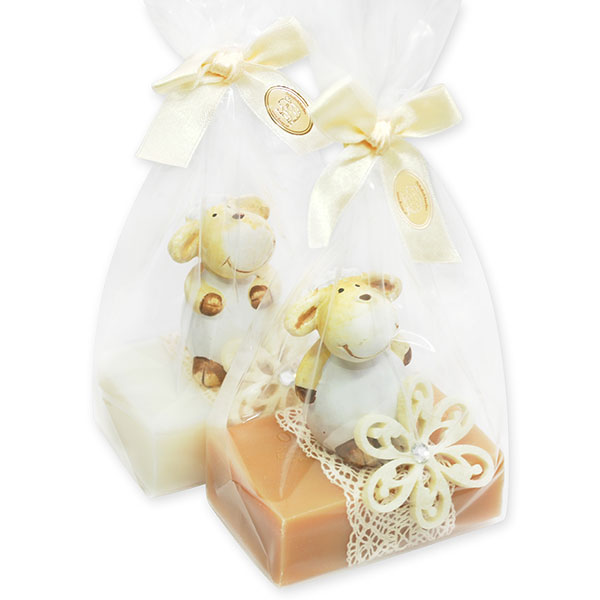 Sheep milk soap 150g, decorated with a sheep in a cellophane, Classic/quince 