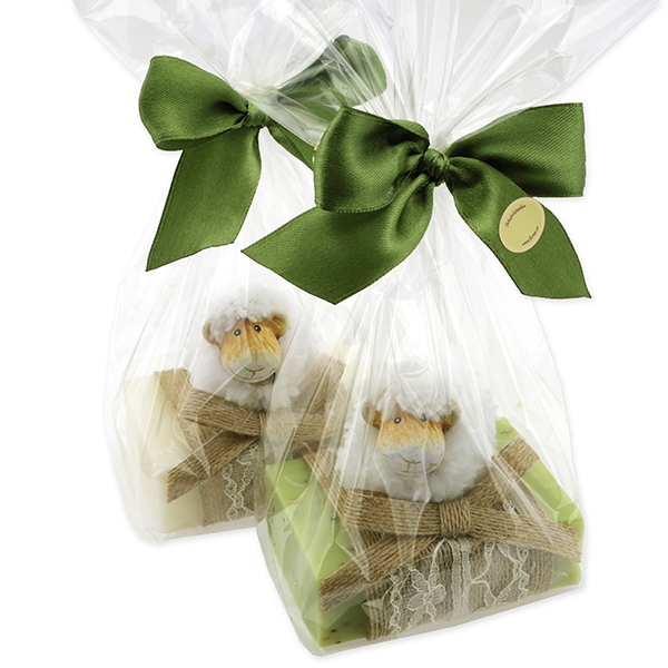 Sheep milk soap 150g decorated with a sheep in a cellophane, Classic/Verbena 